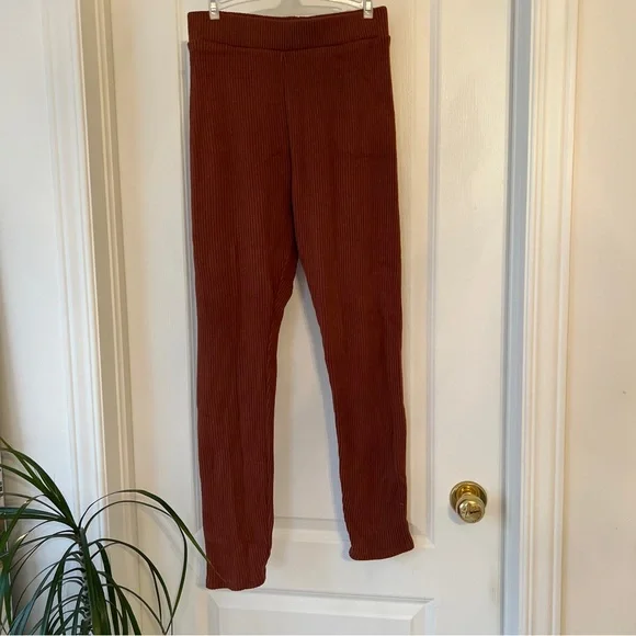 Brown ribbed leggings - Picture 4 of 6